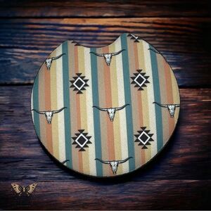 Striped Western Car Coaster Set | Car Accessories